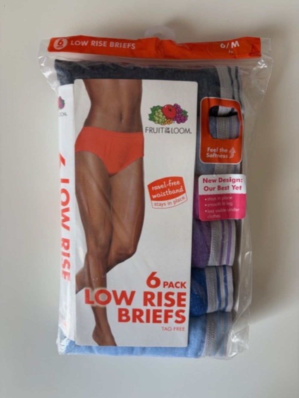 Fruit of the Loom Womens Low Rise Briefs 6 Pack Size M Tag Free New